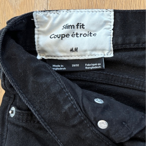 H&M Slim Fit Coupe Etroite Mens Black Denim Jeans Size 28x32 - Picture 4 of 7